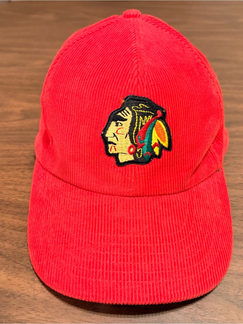 Vintage NHL Chicago Blackhawks Red Corduroy Snapback Hat